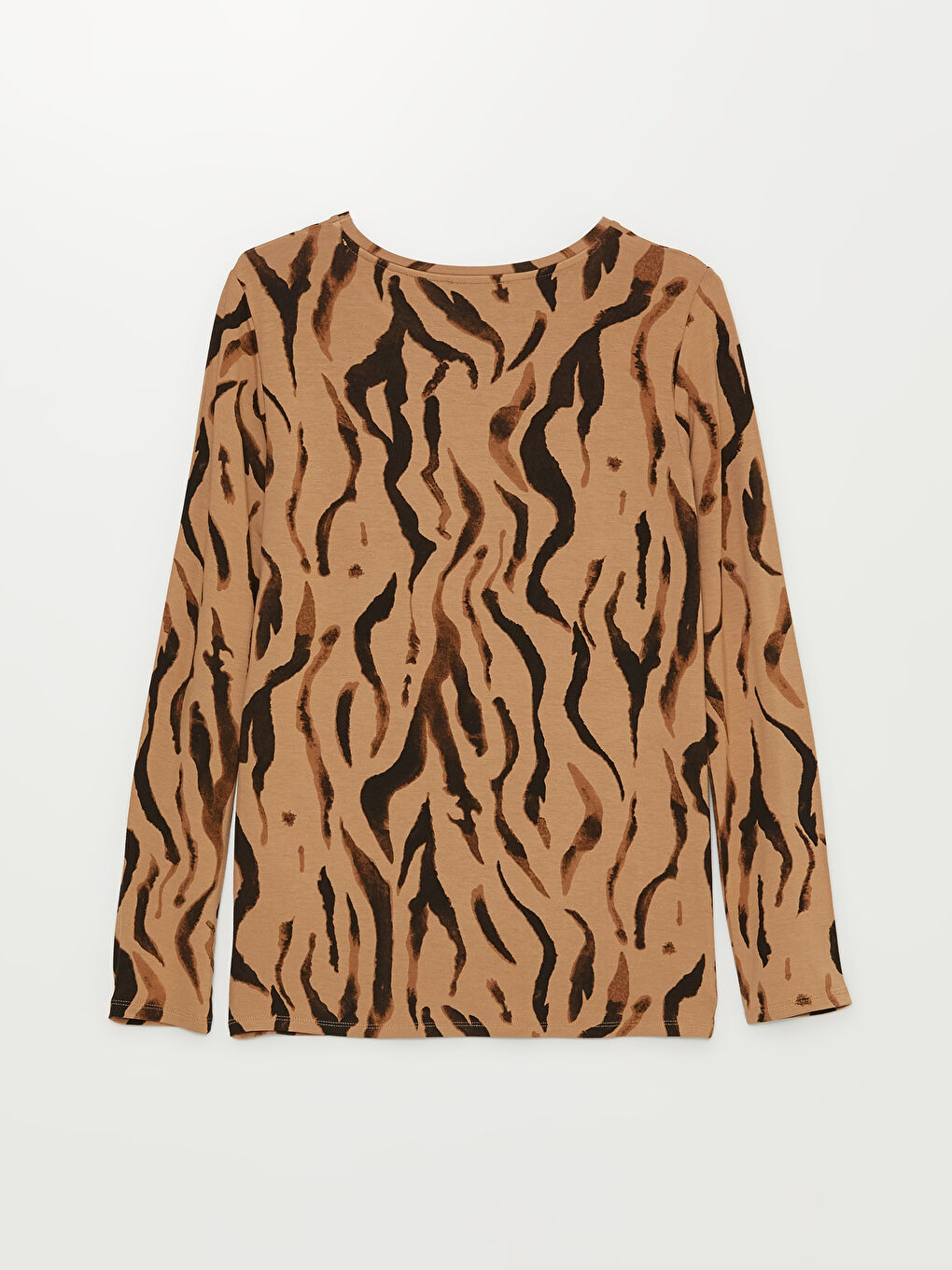 Женская футболка с длинным рукавом с круглым вырезом и узором-6