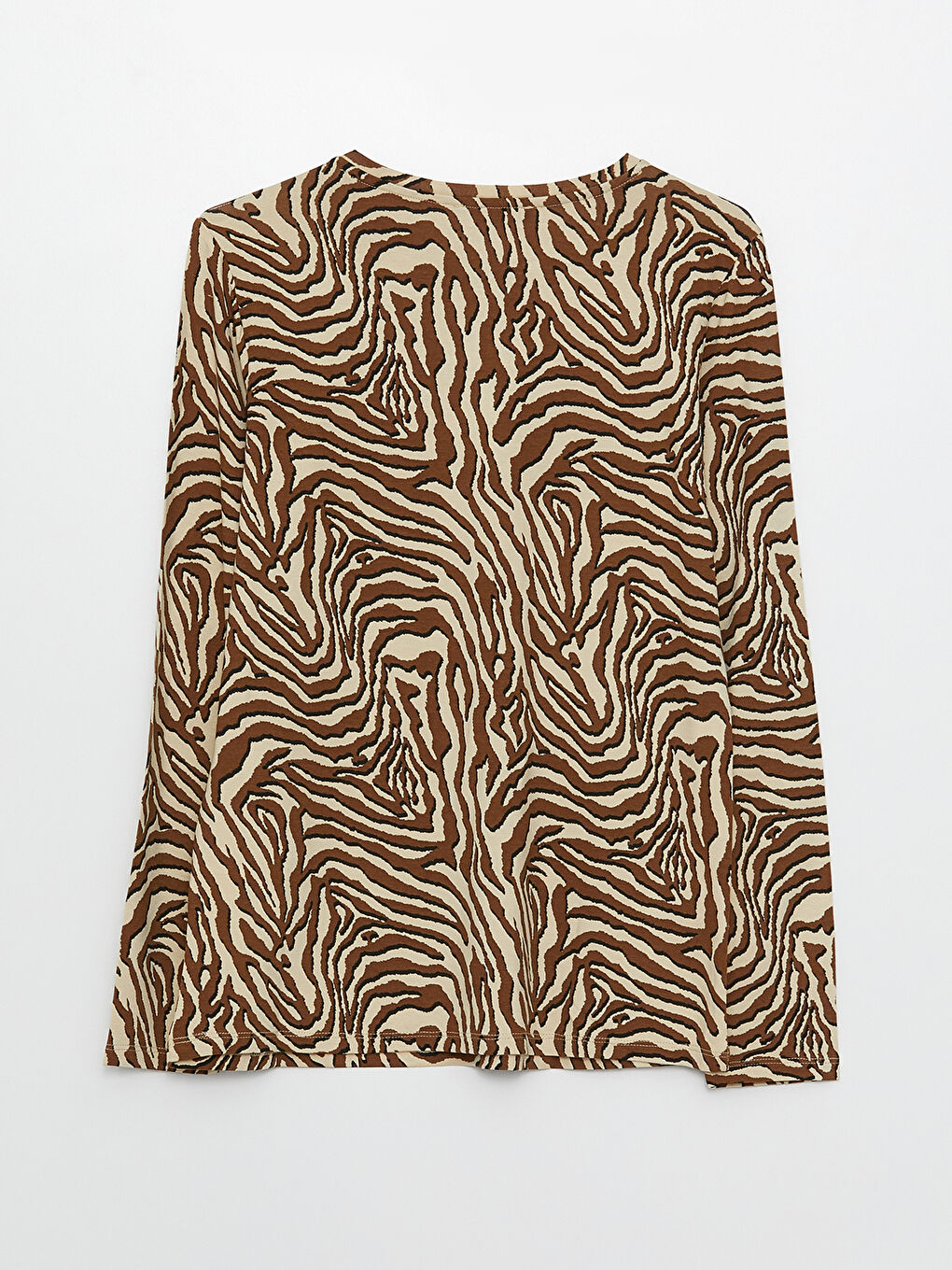 Karışık Bisiklet Yaka Desenli Uzun Kollu Kadın Tişört-6