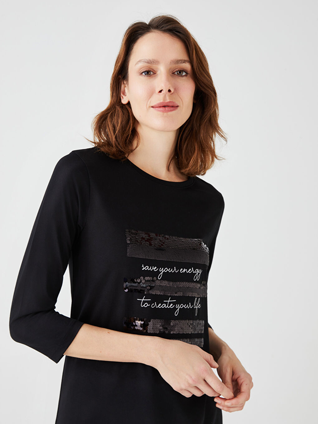 Crew Neck Embroidered Women's T-Shirt-1