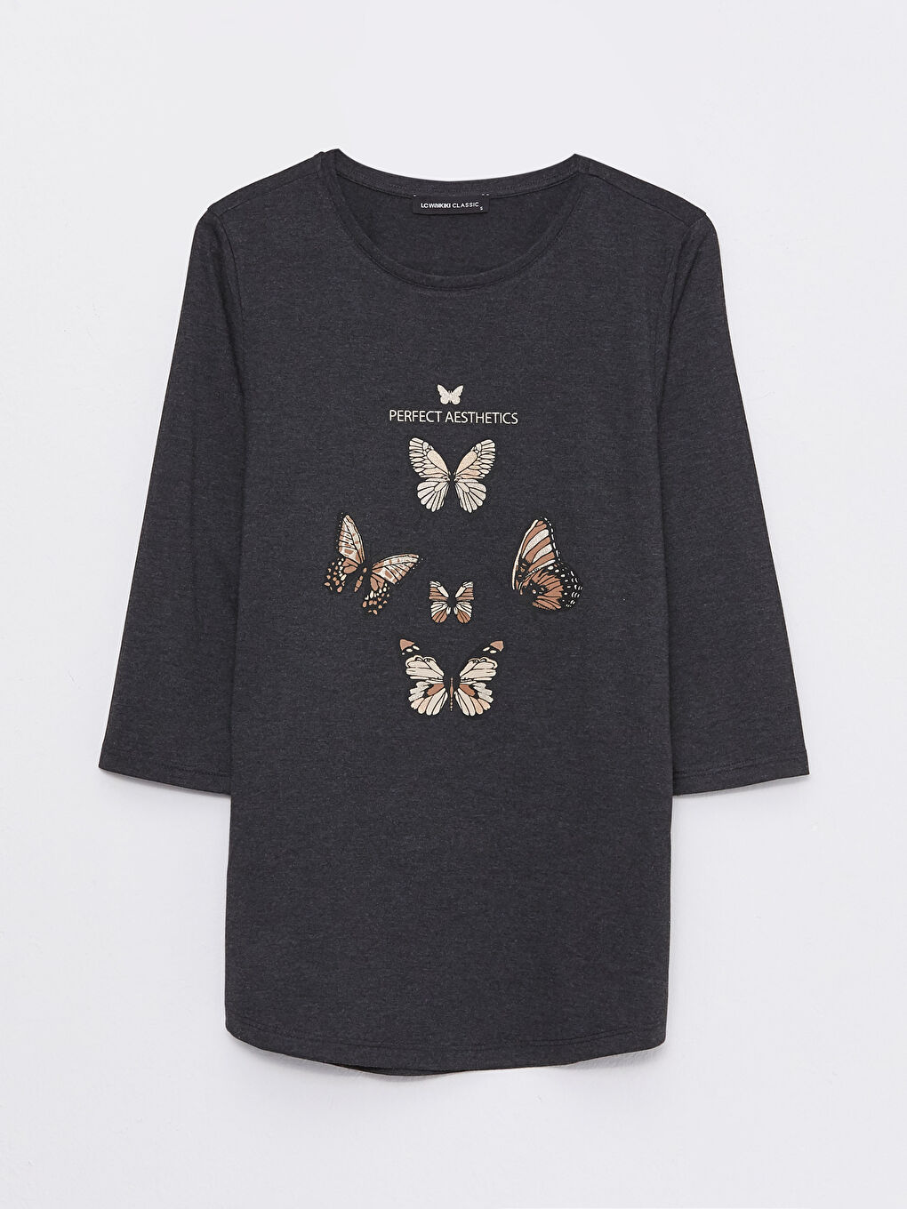 მრგვალი საყელო ნაბეჭდი მაისური ქალებისთვის-5