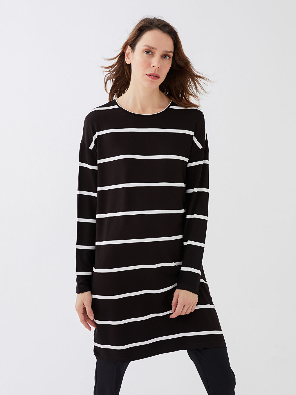 Striped Oversize Women's Sweatshirt Tunic -S37137Z8-CVL