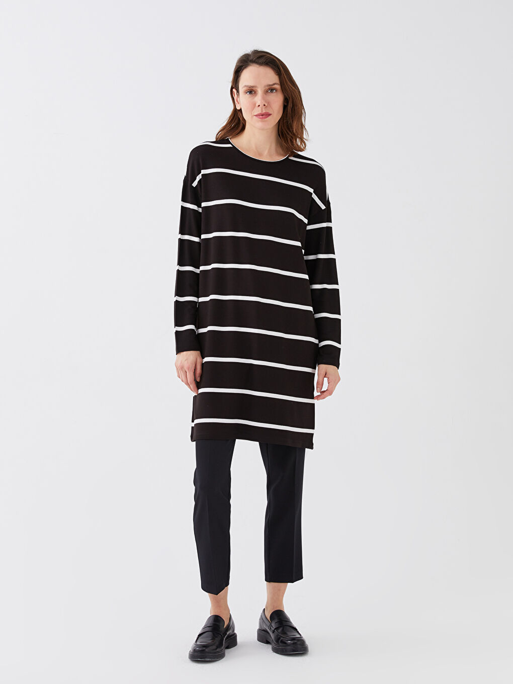 Striped Oversize Women's Sweatshirt Tunic -S37137Z8-CVL