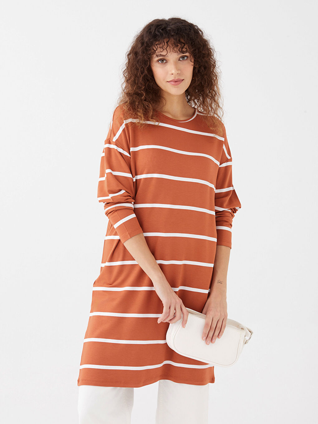 Striped Oversize Women's Sweatshirt Tunic -S37137Z8-H2C