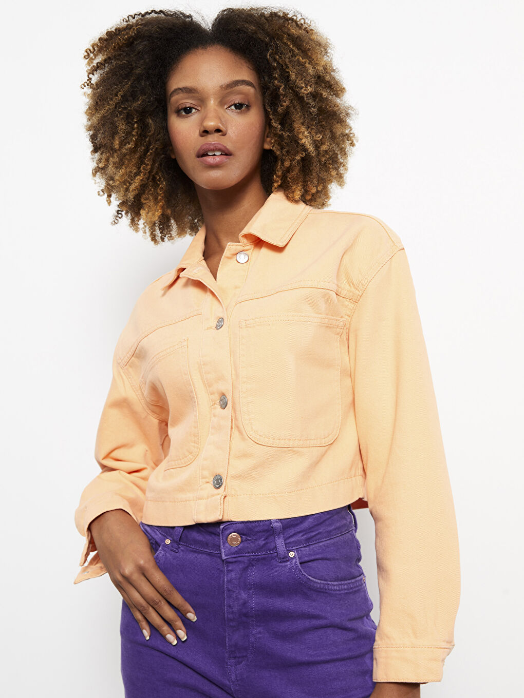 Shirt Neck Regular Long Sleeve Women's Jacket -S37150Z8-T3B