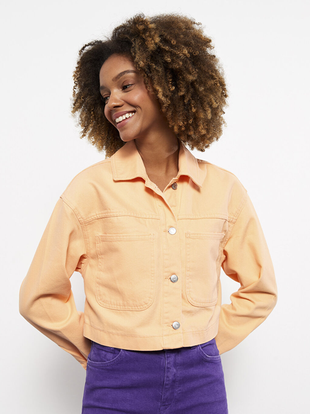 Shirt Neck Regular Long Sleeve Women's Jacket -S37150Z8-T3B