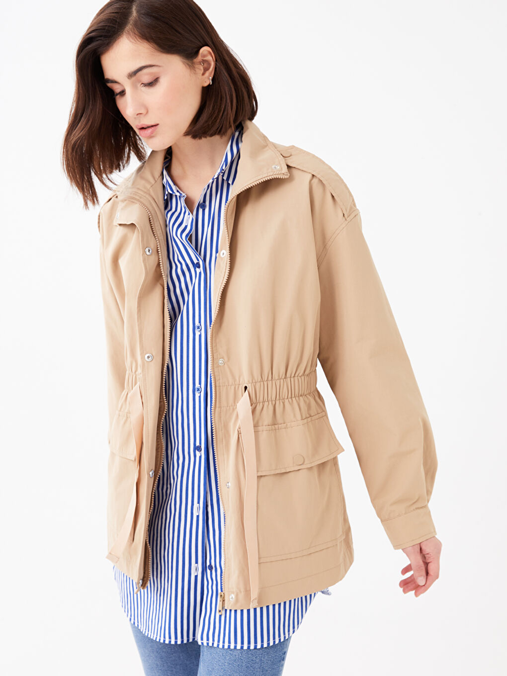 Turtle Neck Regular Long Sleeve Women's Coat -S37153Z8-SPY