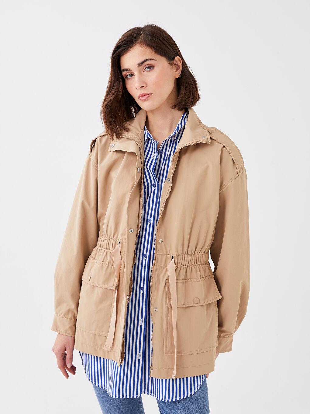 Turtle Neck Regular Long Sleeve Women's Coat -S37153Z8-SPY