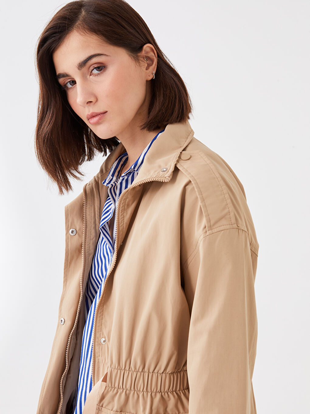 Turtle Neck Regular Long Sleeve Women's Coat -S37153Z8-SPY