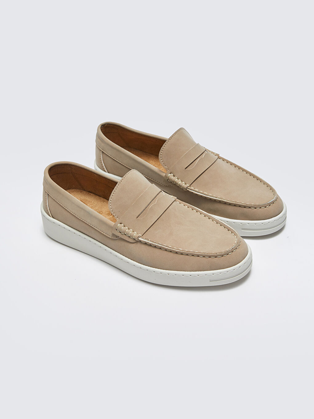 Ekru Süet Görünümlü Erkek Loafer Ayakkabı