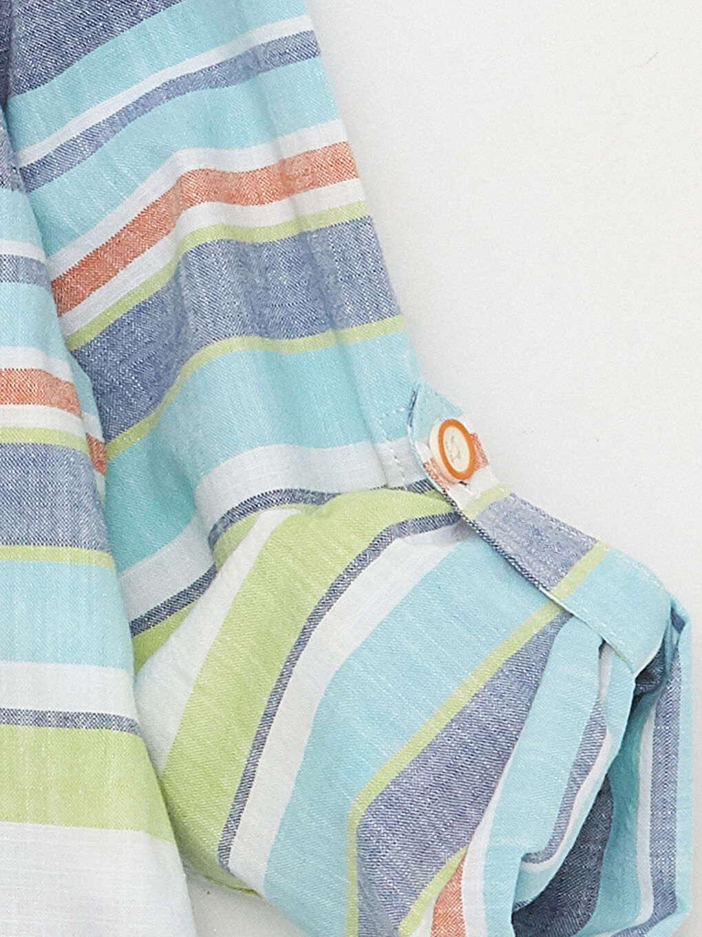 Ұлдарға арналған жолақты ұзын жең тік жағалы жейде-2