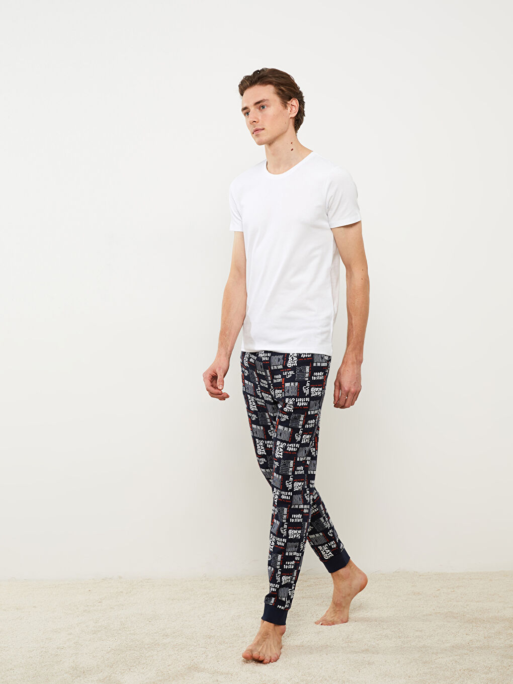 Lacivert Slim Fit Baskılı Erkek Pijama Altı-1