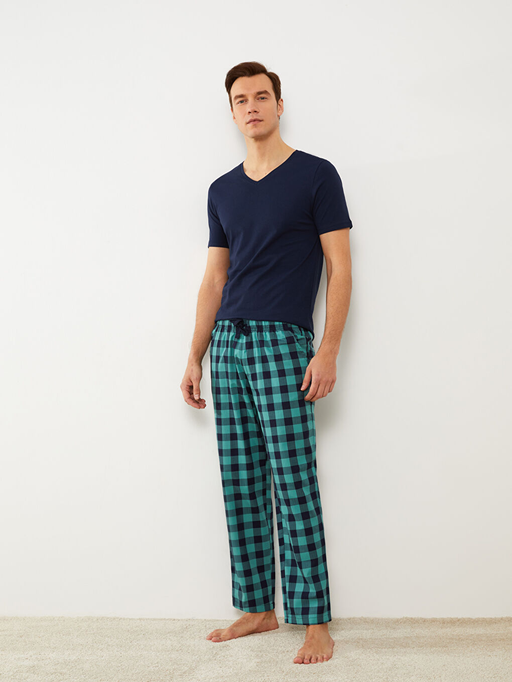 LC WAIKIKI Yeşil Standart Kalıp Ekose Erkek Pijama Alt