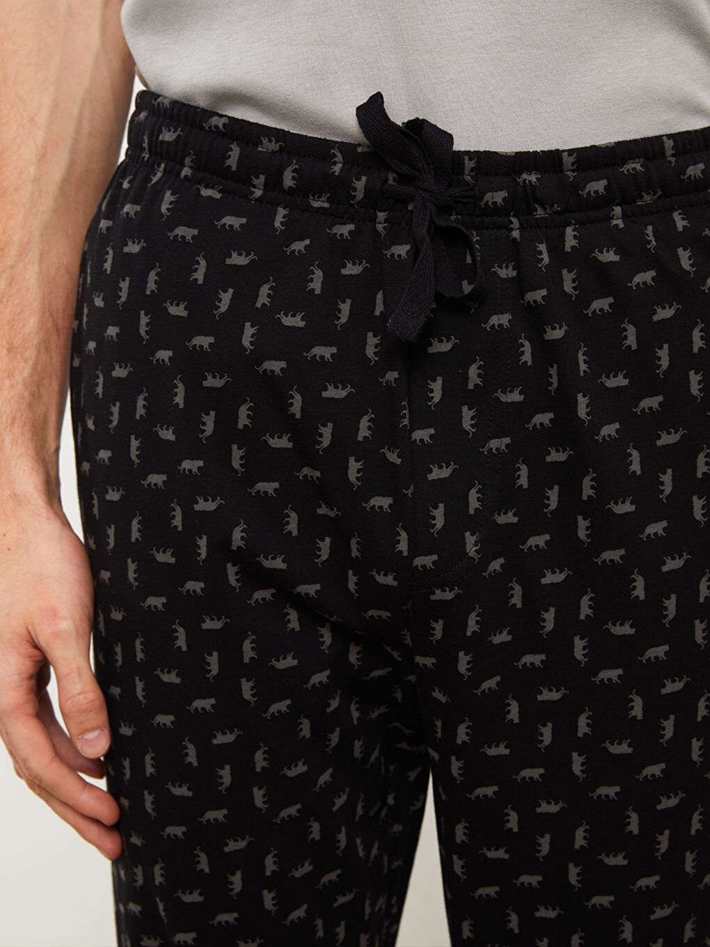 LC WAIKIKI Siyah Standart Kalıp Desenli Erkek Pijama Alt - 2