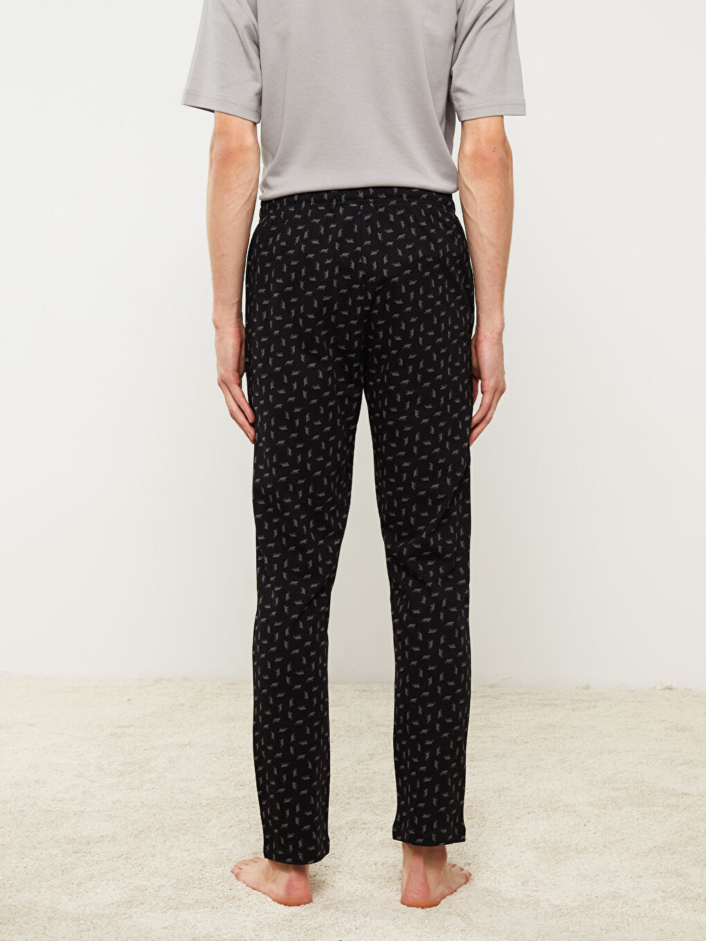 LC WAIKIKI Siyah Standart Kalıp Desenli Erkek Pijama Alt - 4