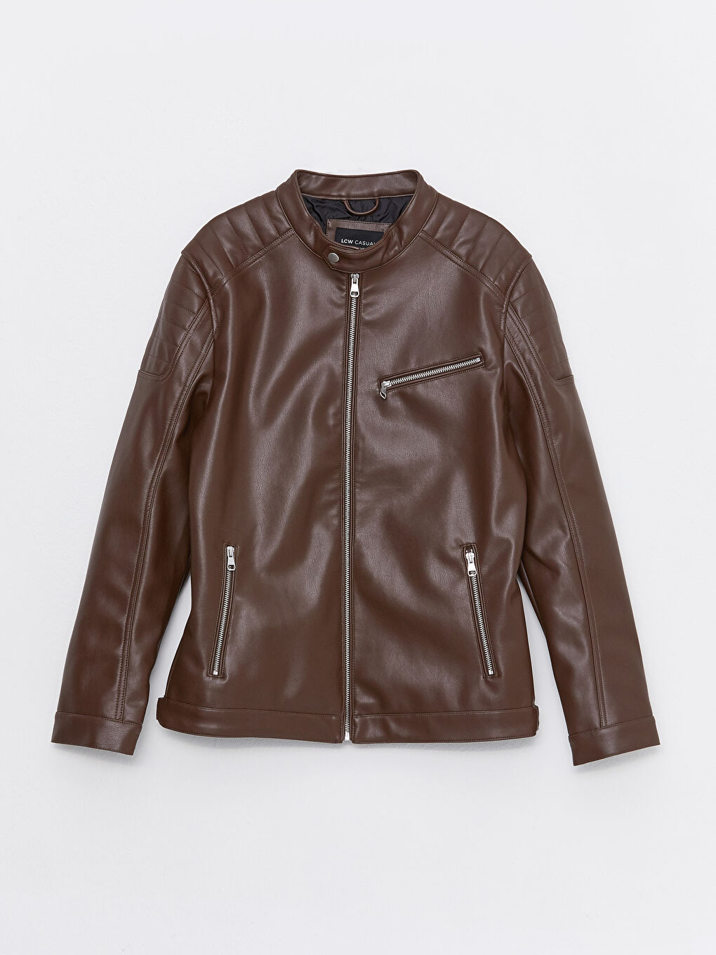 Kahverengi Taba Deri Görünümlü Mont-6