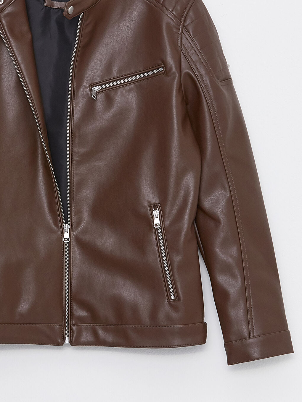 Kahverengi Taba Deri Görünümlü Mont-8