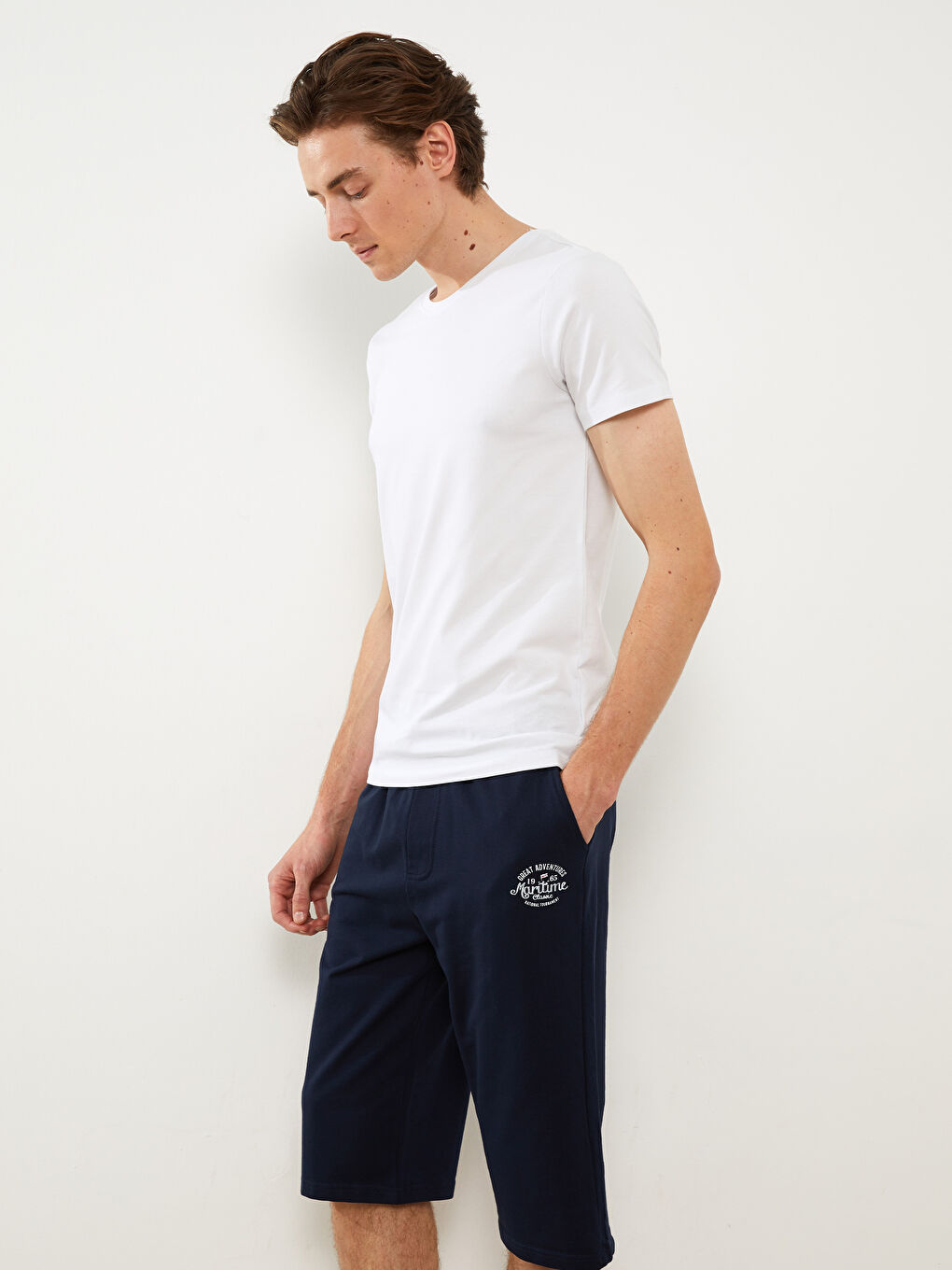 Lacivert Standart Kalıp Erkek Pijama Alt Şort-1