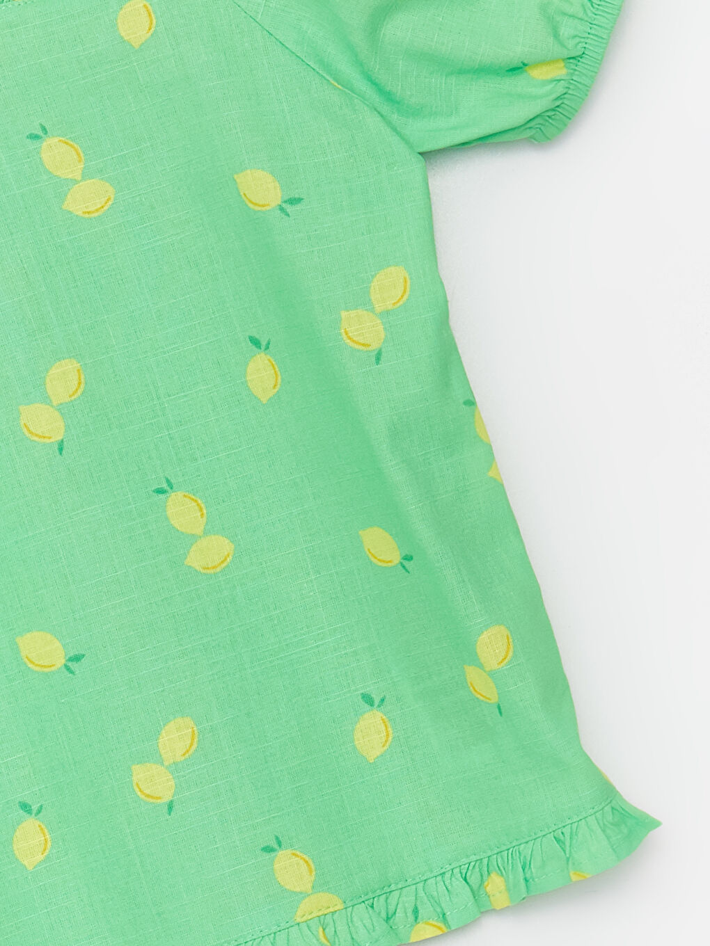 қыздарға арналған шаршы жағалы принтті қысқа жең блузка-1