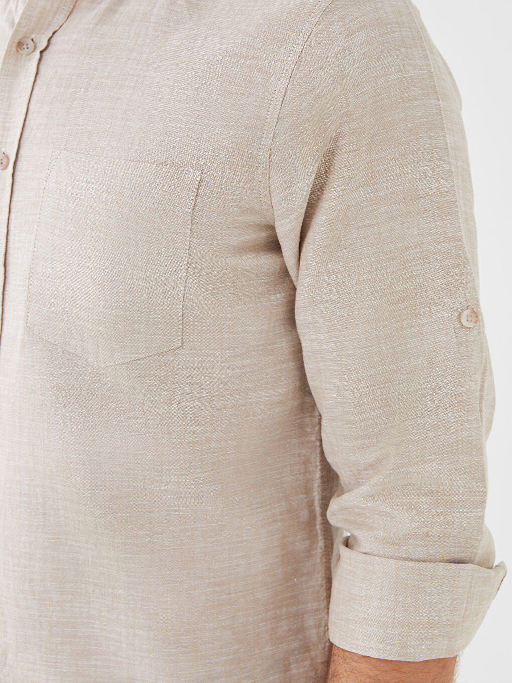 قميص رجالي بأكمام طويلة وخليط كتان بقصة عادية-3