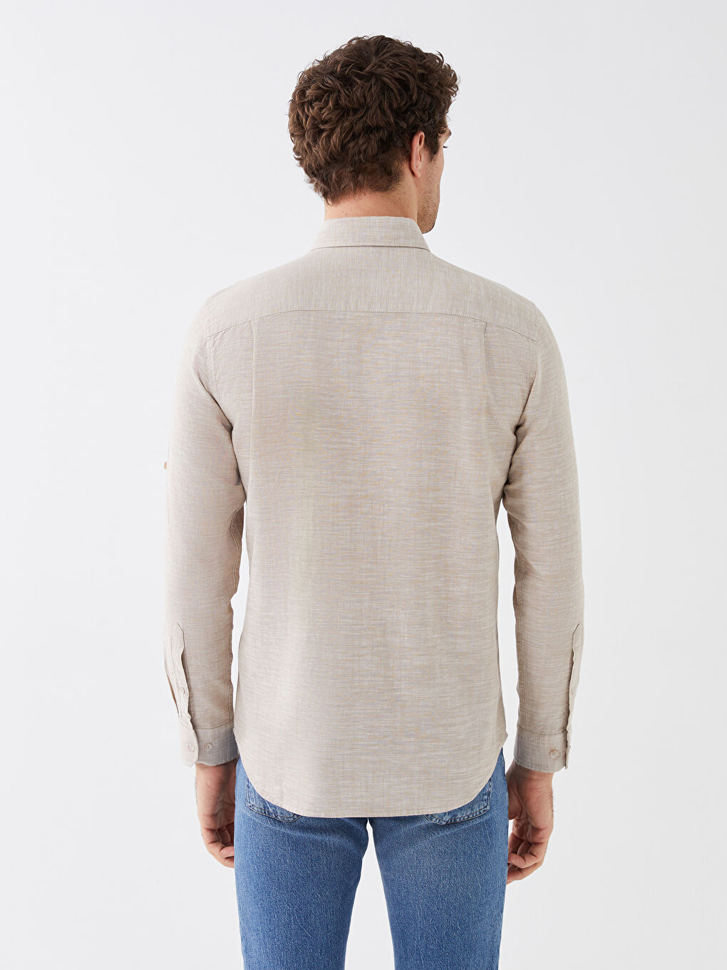 قميص رجالي بأكمام طويلة وخليط كتان بقصة عادية-4