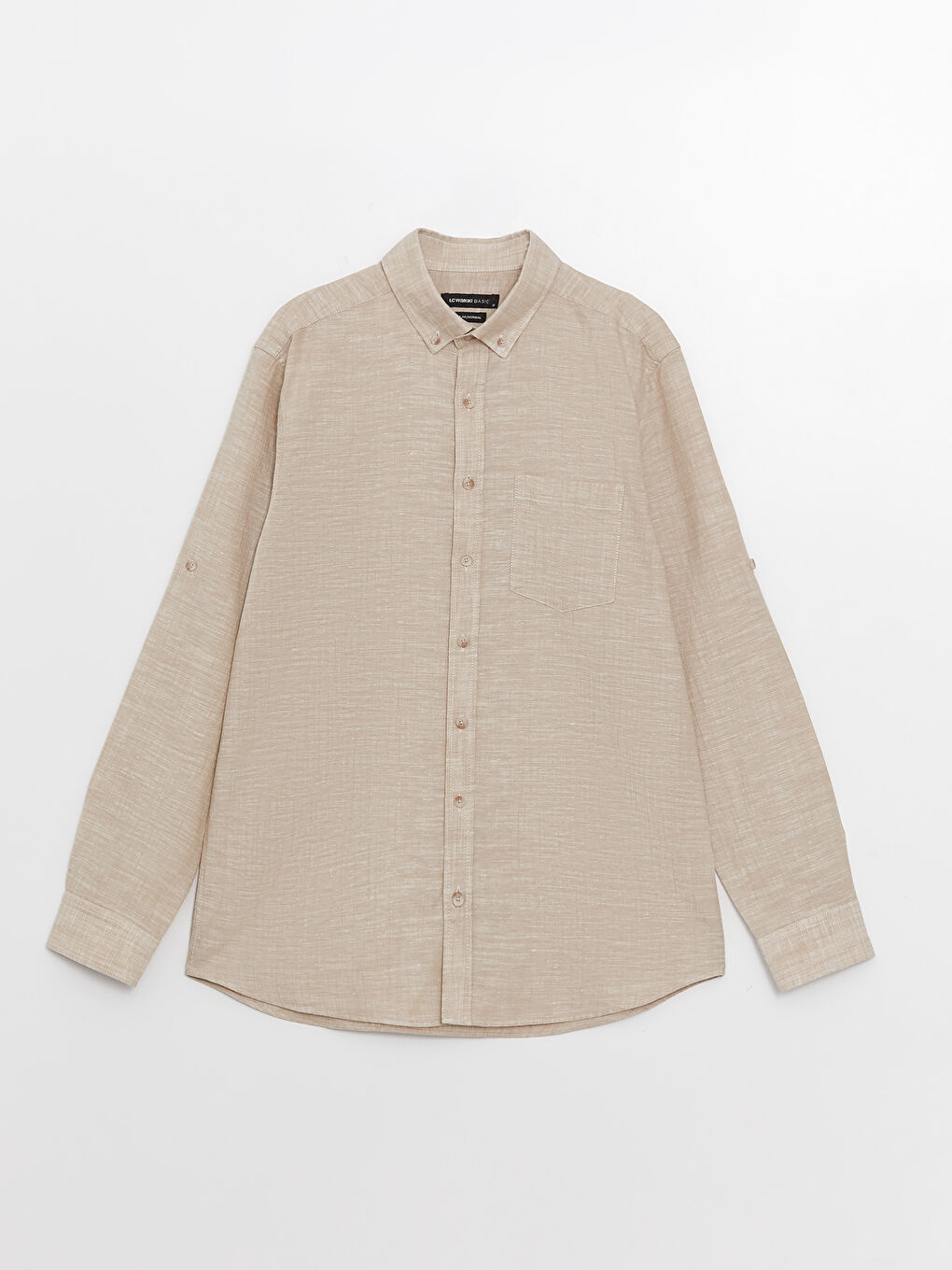 قميص رجالي بأكمام طويلة وخليط كتان بقصة عادية-5