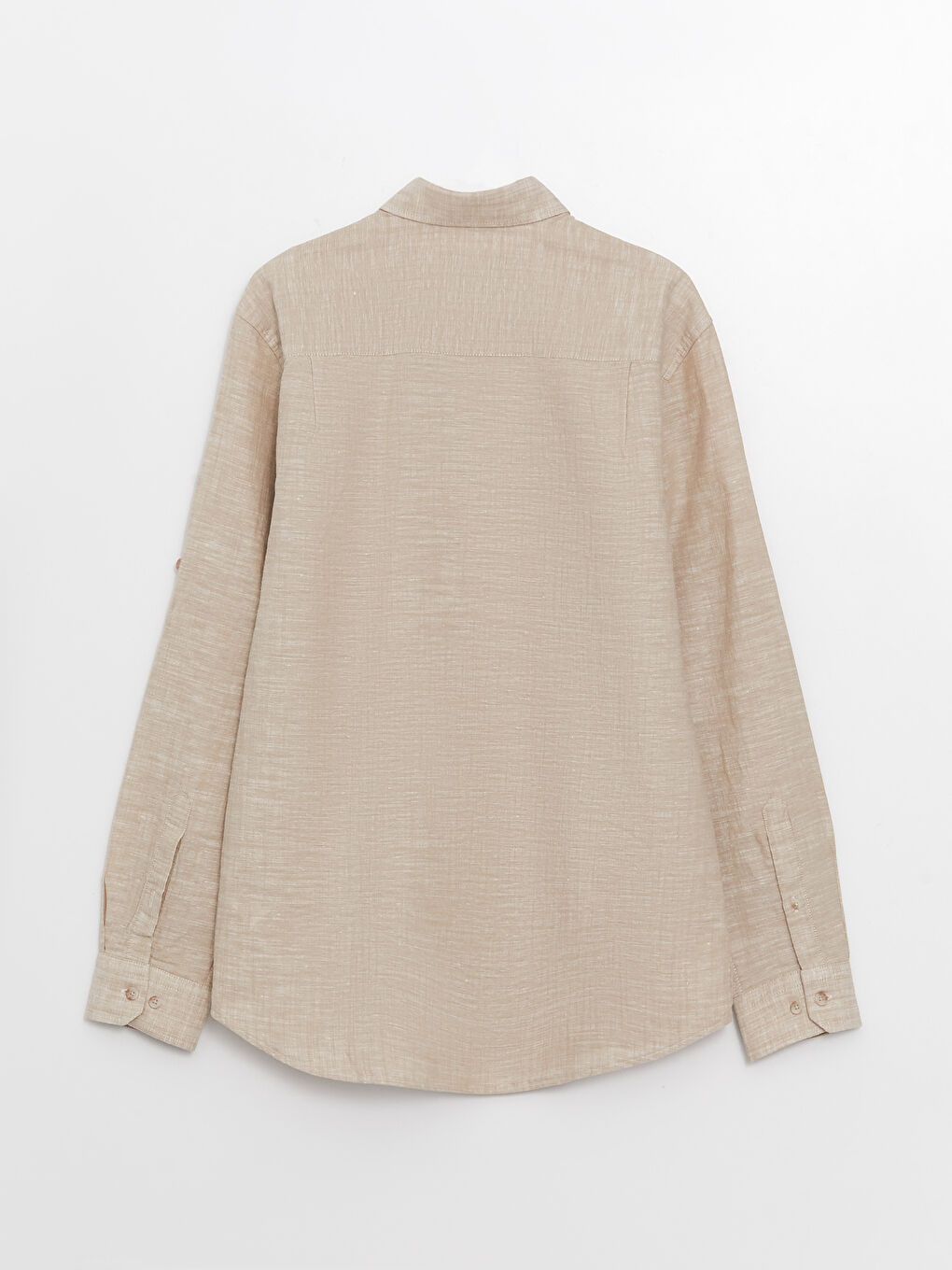 قميص رجالي بأكمام طويلة وخليط كتان بقصة عادية-6