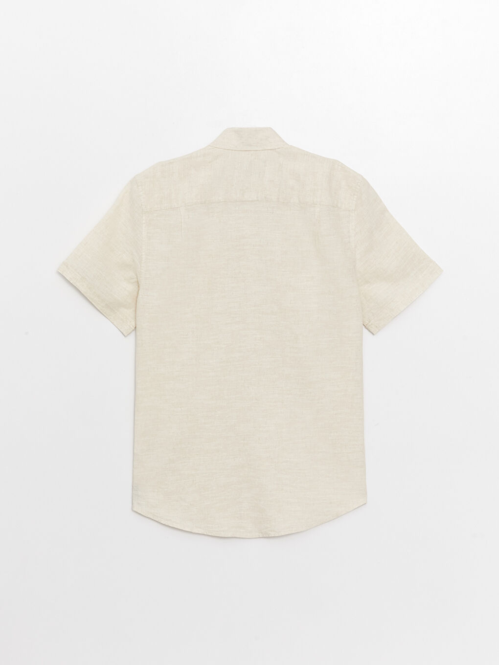 Bej Regular Fit Kısa Kollu Keten Karışımlı Erkek Gömlek-6