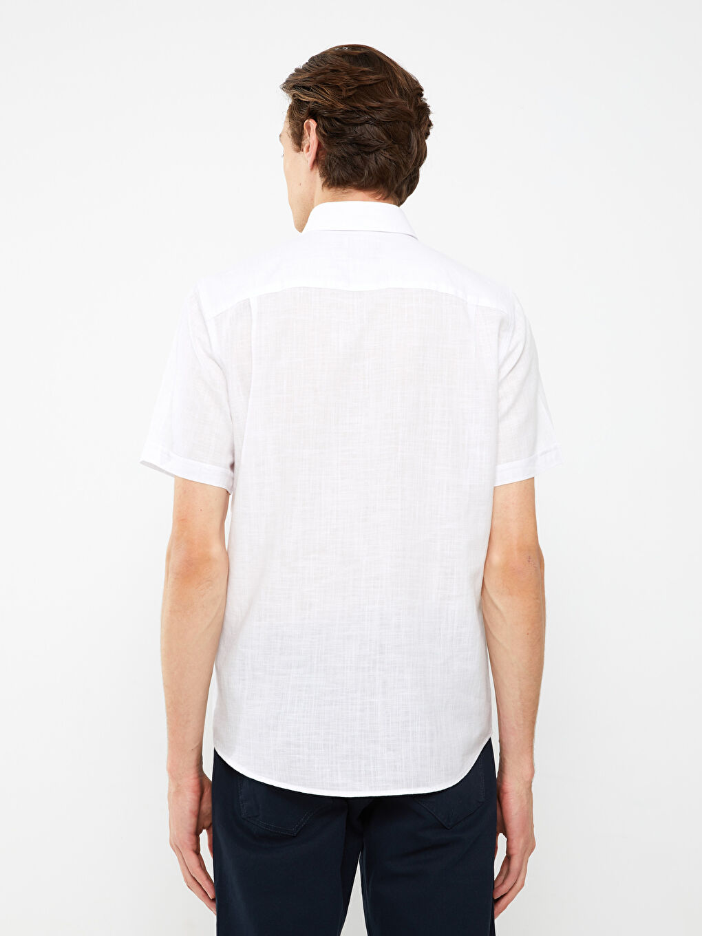 Regular Fit Short Sleeve Linen Blended Men's Shirt -S37230Z8-Q6K