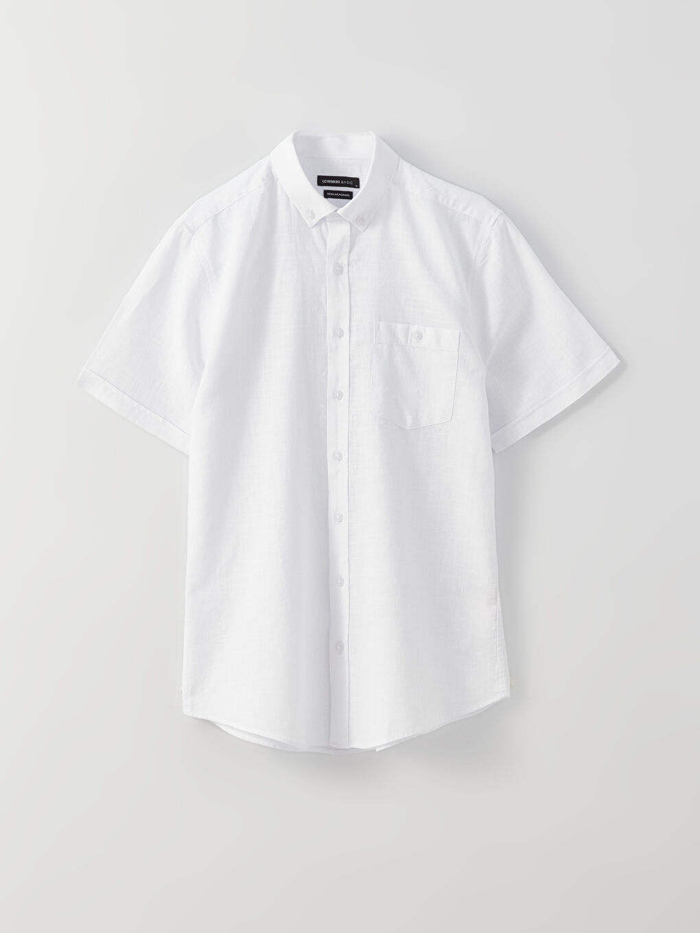 Regular Fit Short Sleeve Linen Blended Men's Shirt -S37230Z8-Q6K