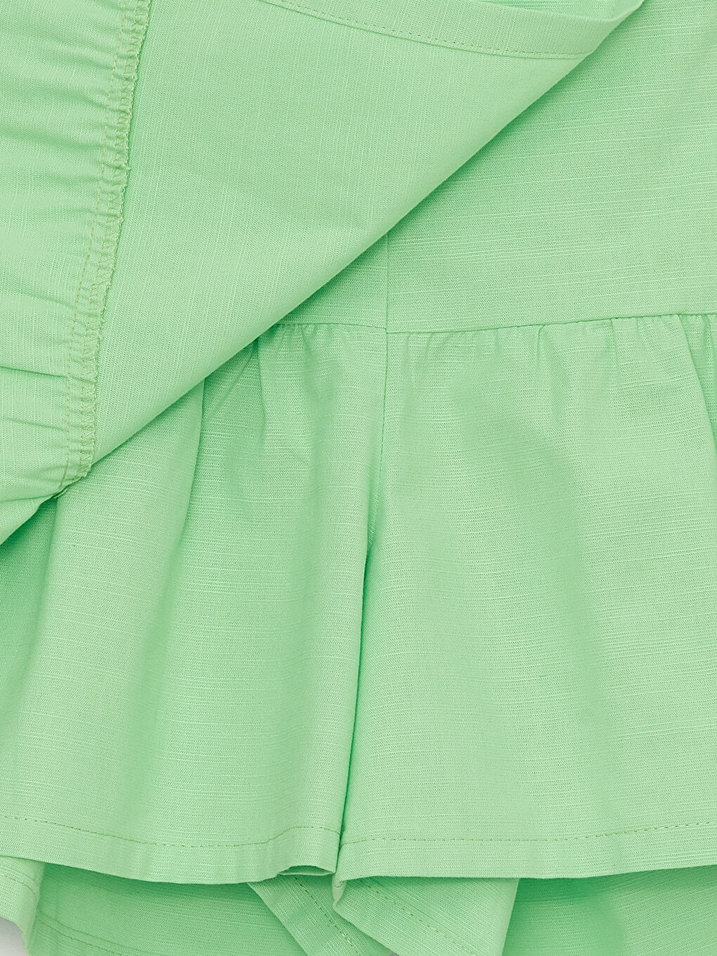 Yeşil Beli Lastikli Kız Çocuk Şort Etek-2