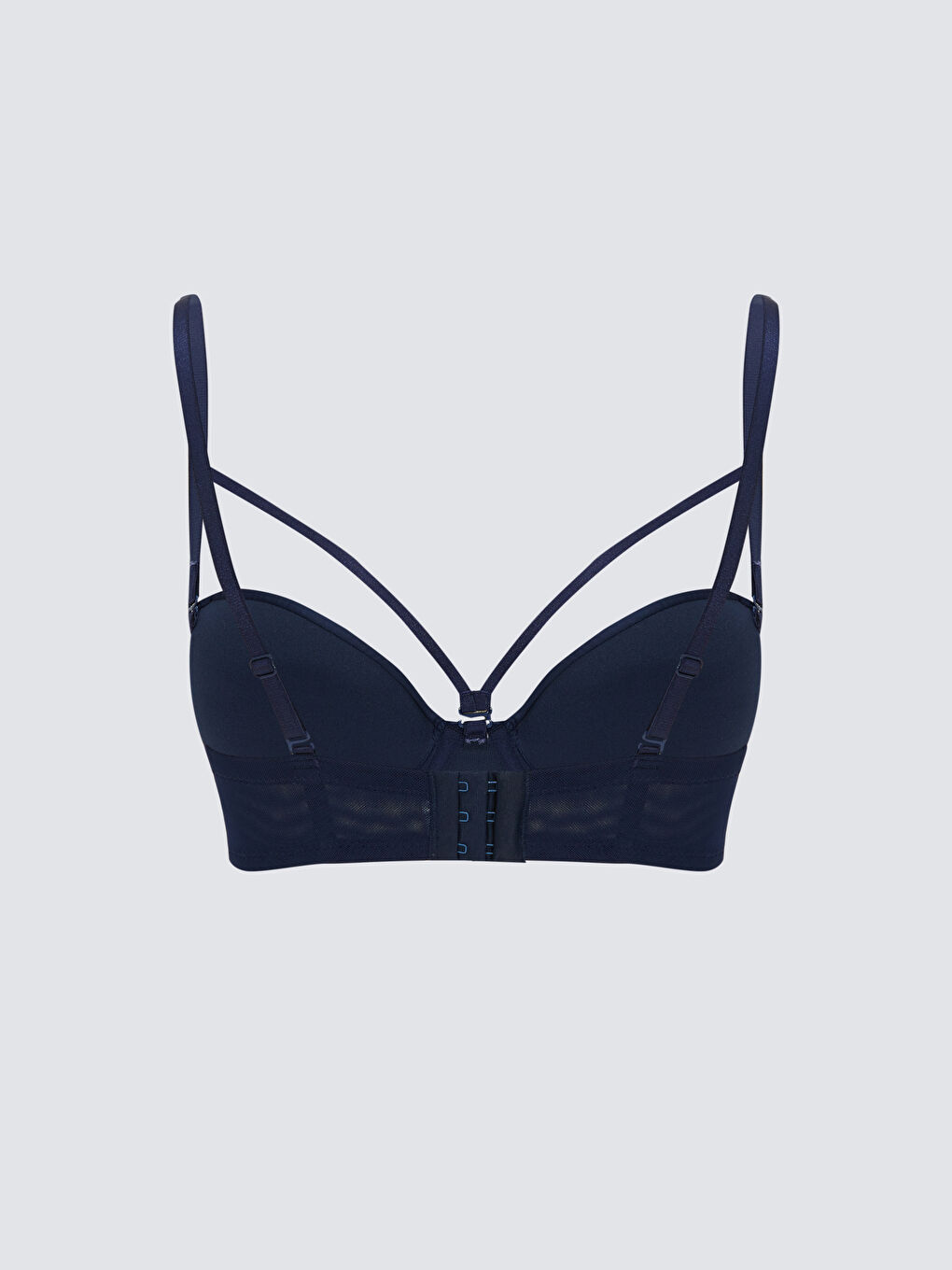 Lacivert Balenli Yarım Dolgulu Düz Fantezi Straplez Sütyen-1