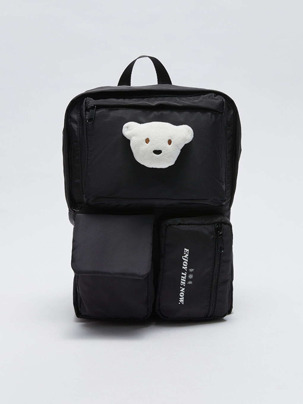 Siyah Baskılı 3D Aplike Detaylı Kız Çocuk Sırt Çantası