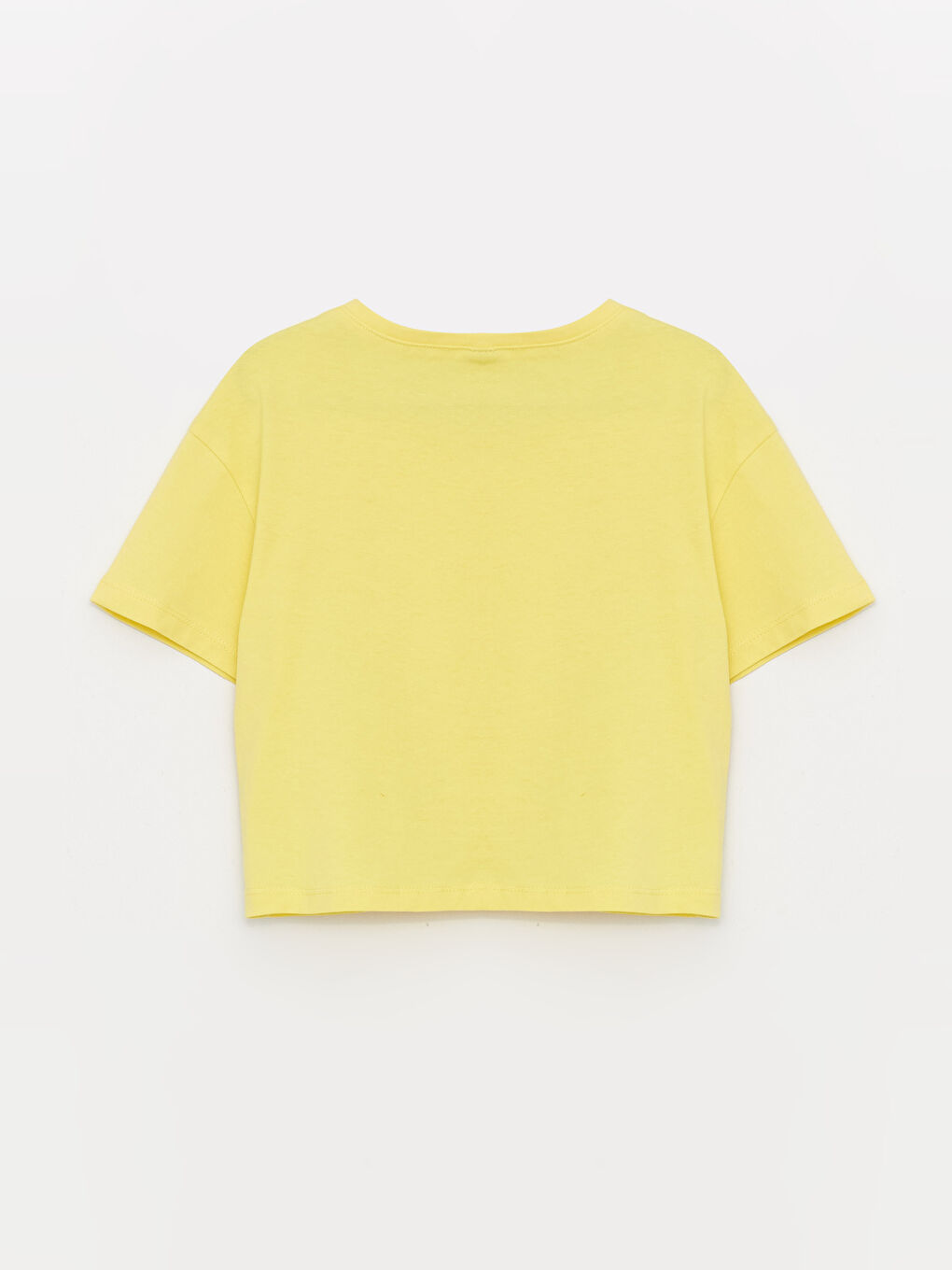 Sarı Bisiklet Yaka Baskılı Kısa Kollu Kız Çocuk Tişört-1