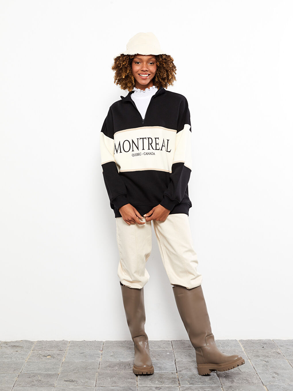 Gri Kadın Düz Bucket Şapka-3