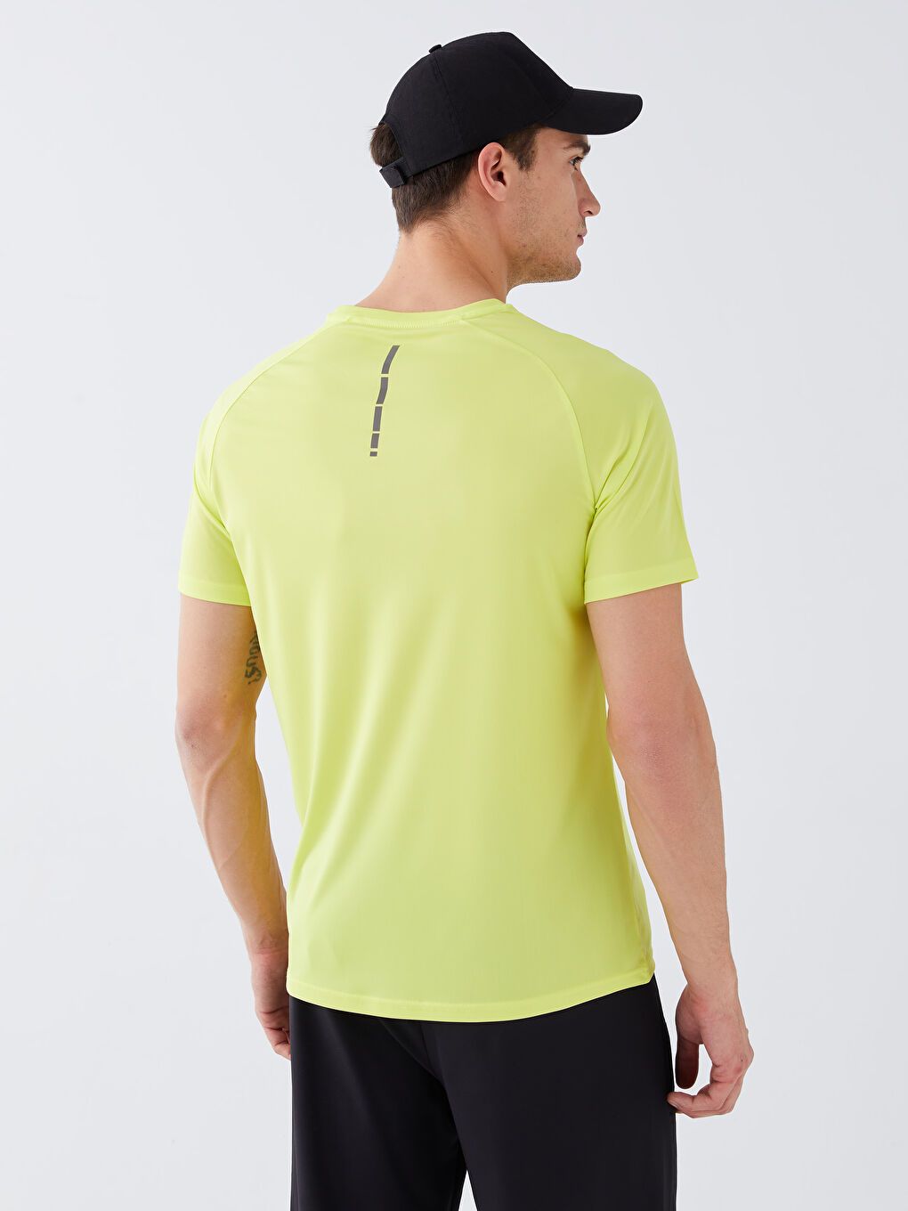 Yeşil Bisiklet Yaka Kısa Kollu Erkek Tişört-4