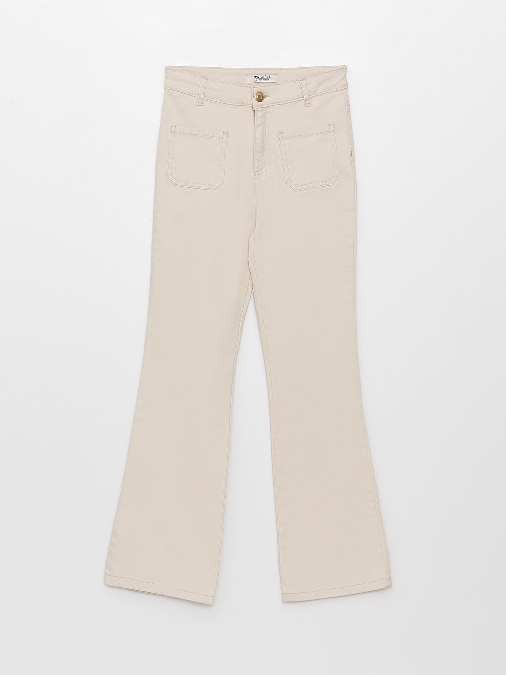 Bej Basic İspanyol Paça Kız Çocuk Pantolon