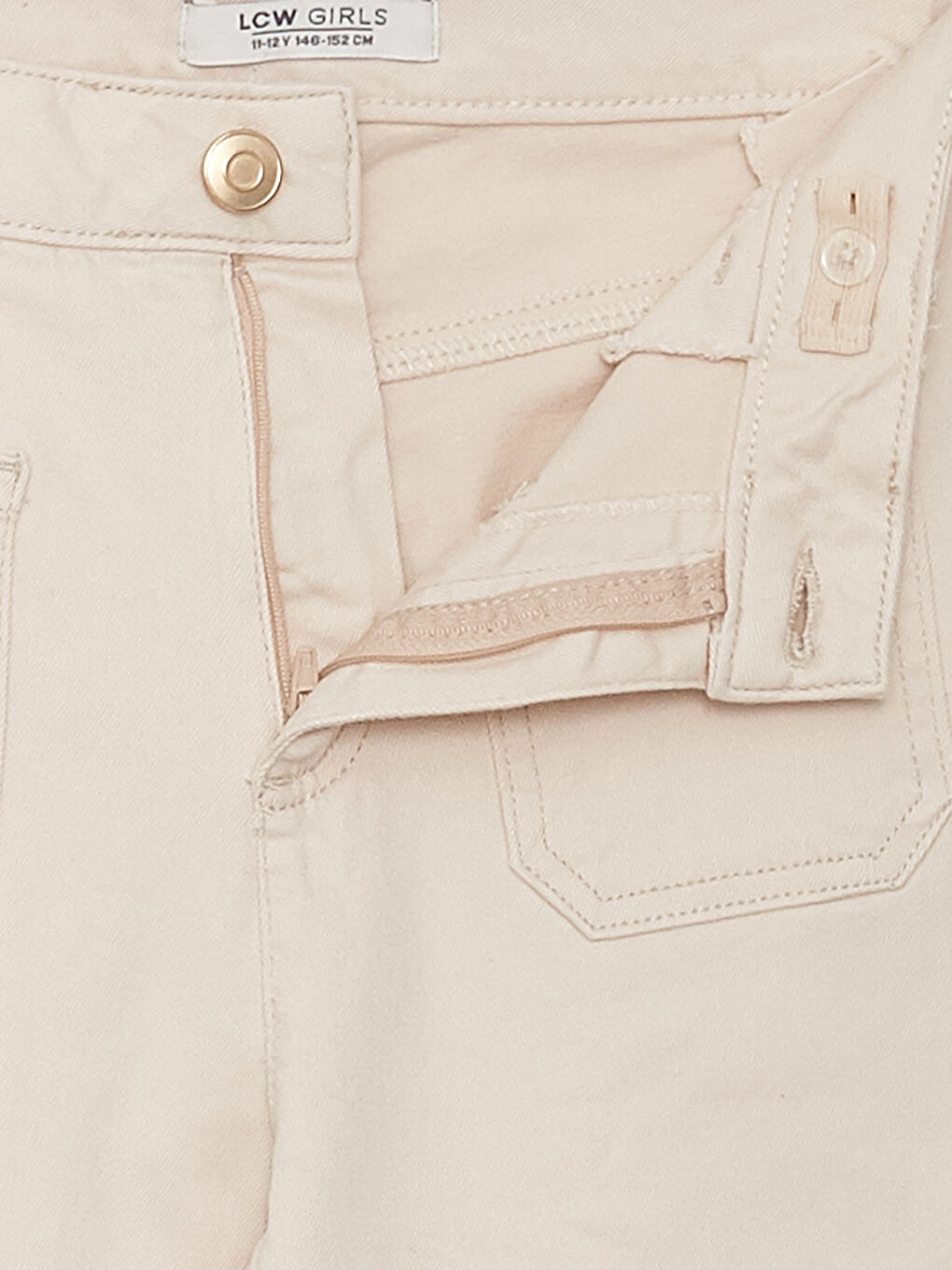 Bej Basic İspanyol Paça Kız Çocuk Pantolon-2