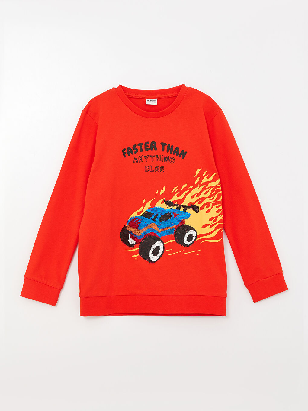 LCW Kids Crew Neck Reversible Sequined Long Sleeve Boy T-Shirt -S37452Z4-HBH