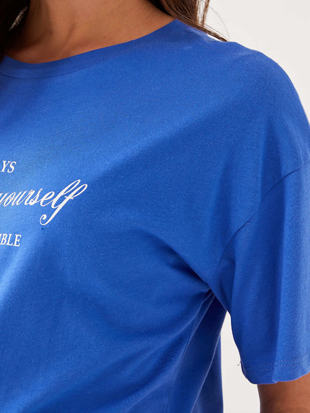 Crew Neck Printed Short Sleeve Cotton Maternity T-shirt-3