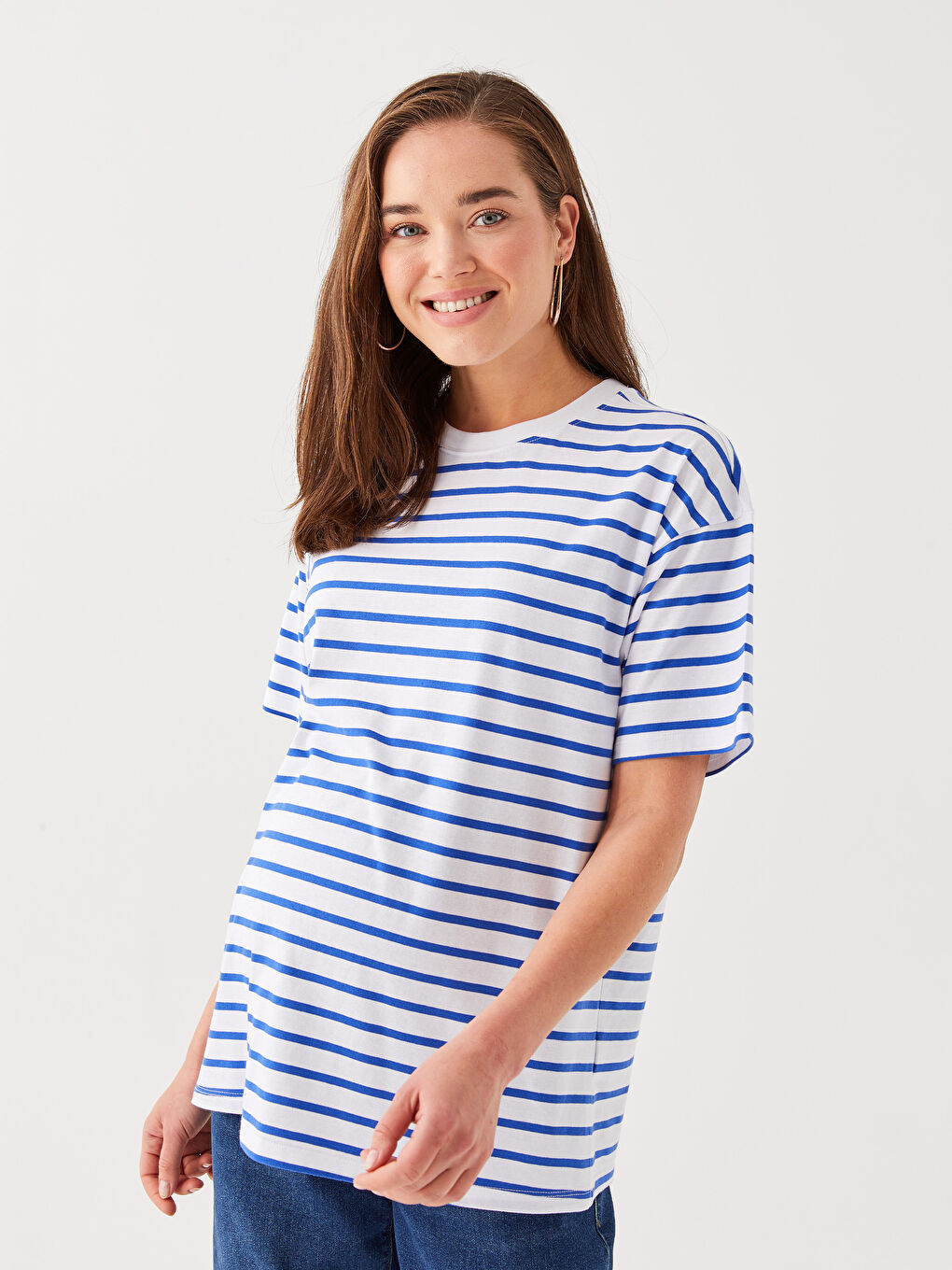 LCWAIKIKI Maternity Crew Neck Striped Short Sleeve Maternity T-Shirt -S37482Z8-LEN