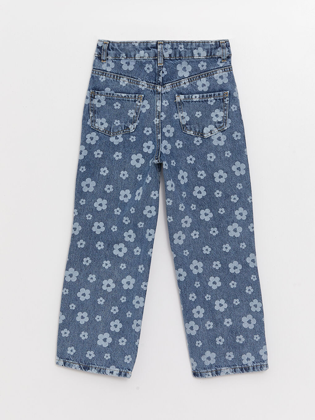 Mavi Baskılı Kız Çocuk Jean Pantolon-3