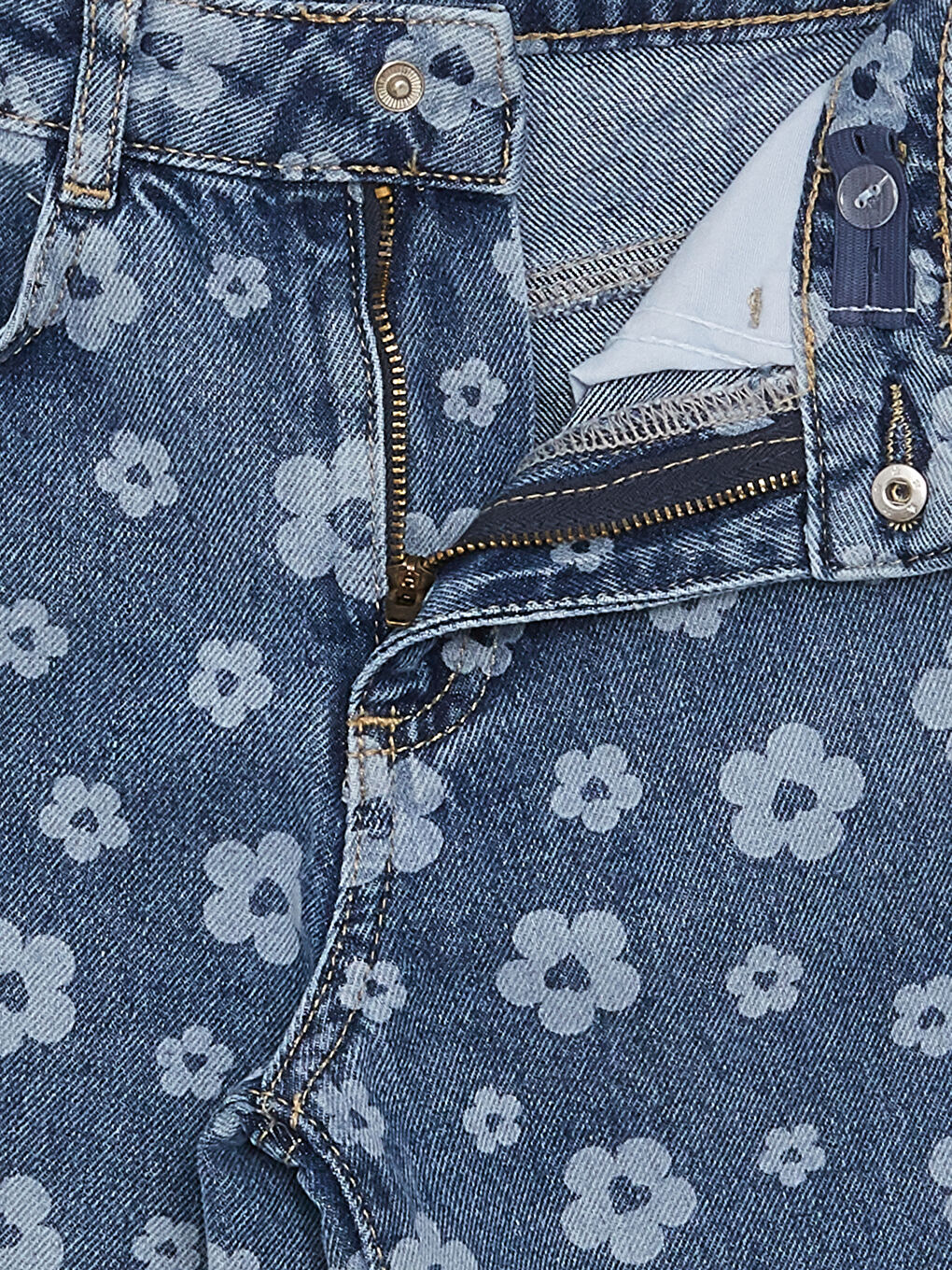 Mavi Baskılı Kız Çocuk Jean Pantolon-4