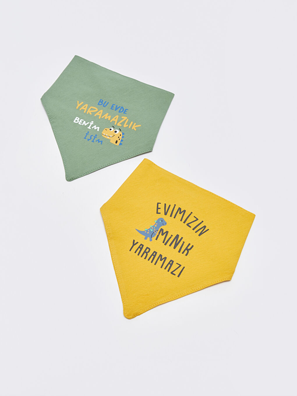 Baskılı Pamuklu Erkek Bebek Mama Önlüğü 2'li-1