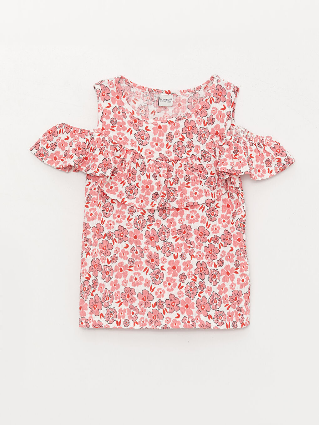 LCW Kids Crew Neck Patterned Short Sleeve Girl T-Shirt -S37563Z4-LRA