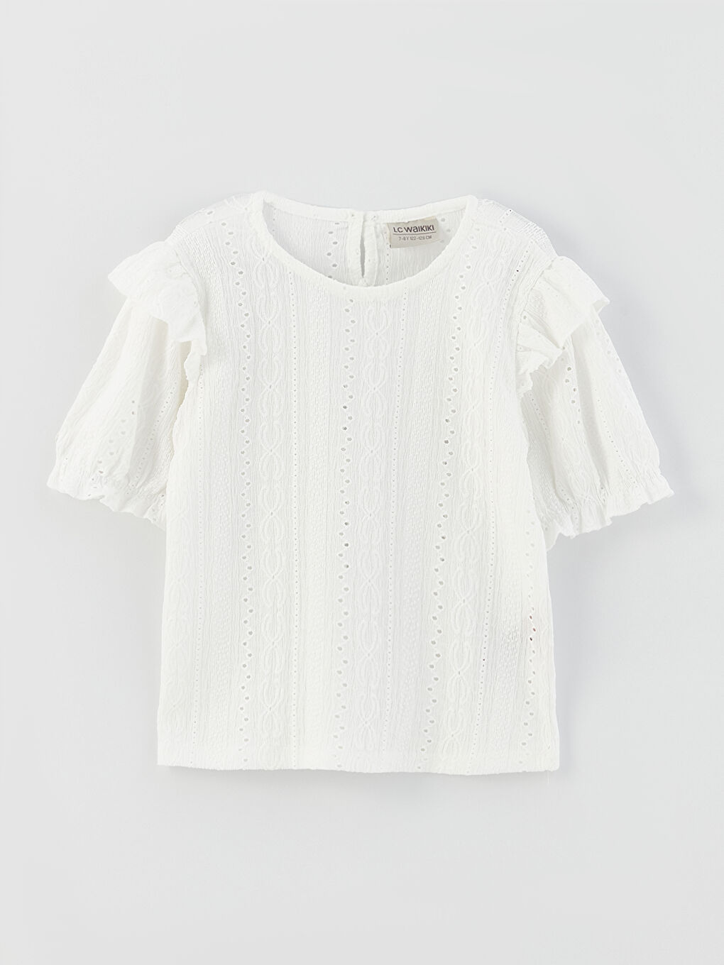 Дөңгелек жағалы өрнекті қысқа жең қыздарға арналған футболка мен шорты-1