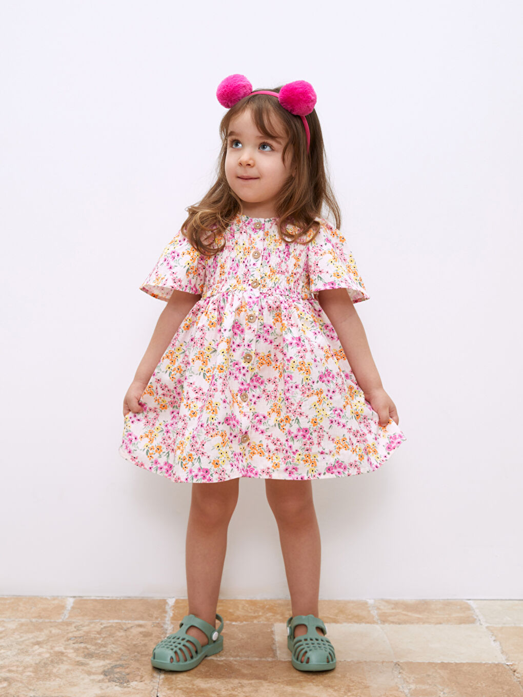 LCW baby Pembe Ponpon Detaylı Kız Bebek Taç - 1