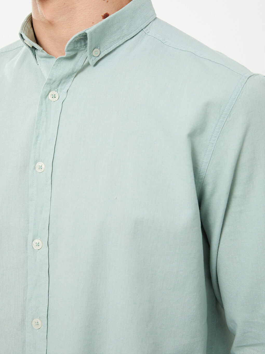 Рубашка из льняной смеси с длинным рукавом стандартного кроя для мужчин-3