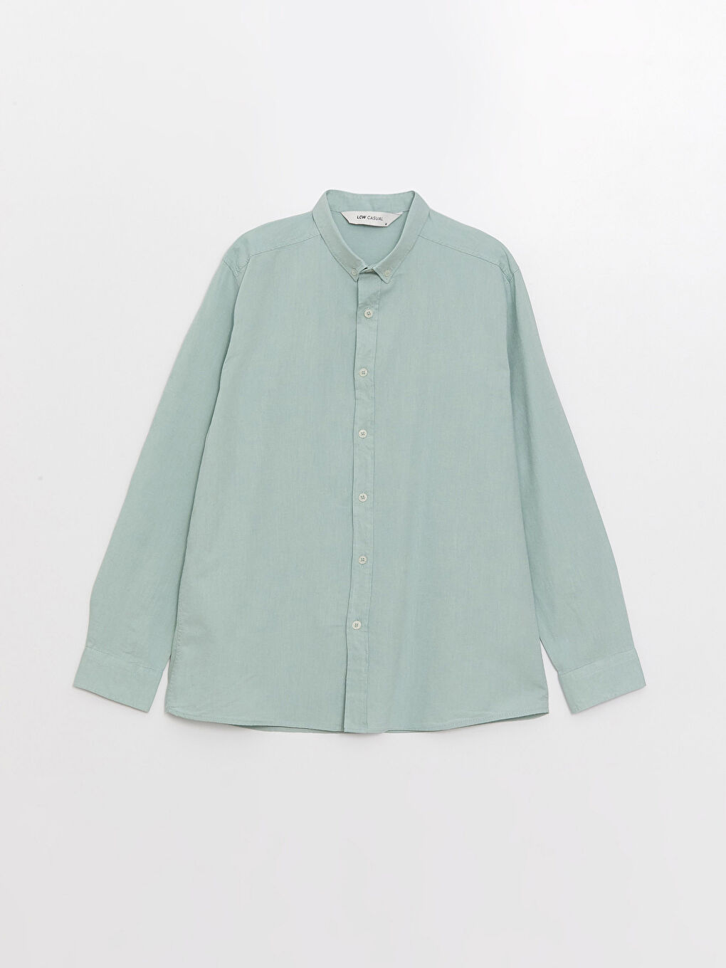 Рубашка из льняной смеси с длинным рукавом стандартного кроя для мужчин-5