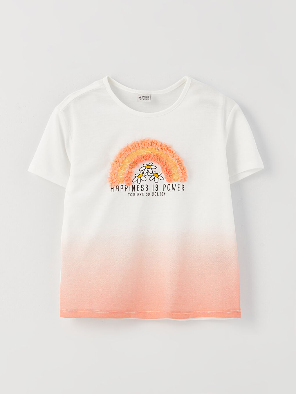 Crew Neck Printed Short Sleeve Girls' T-Shirt