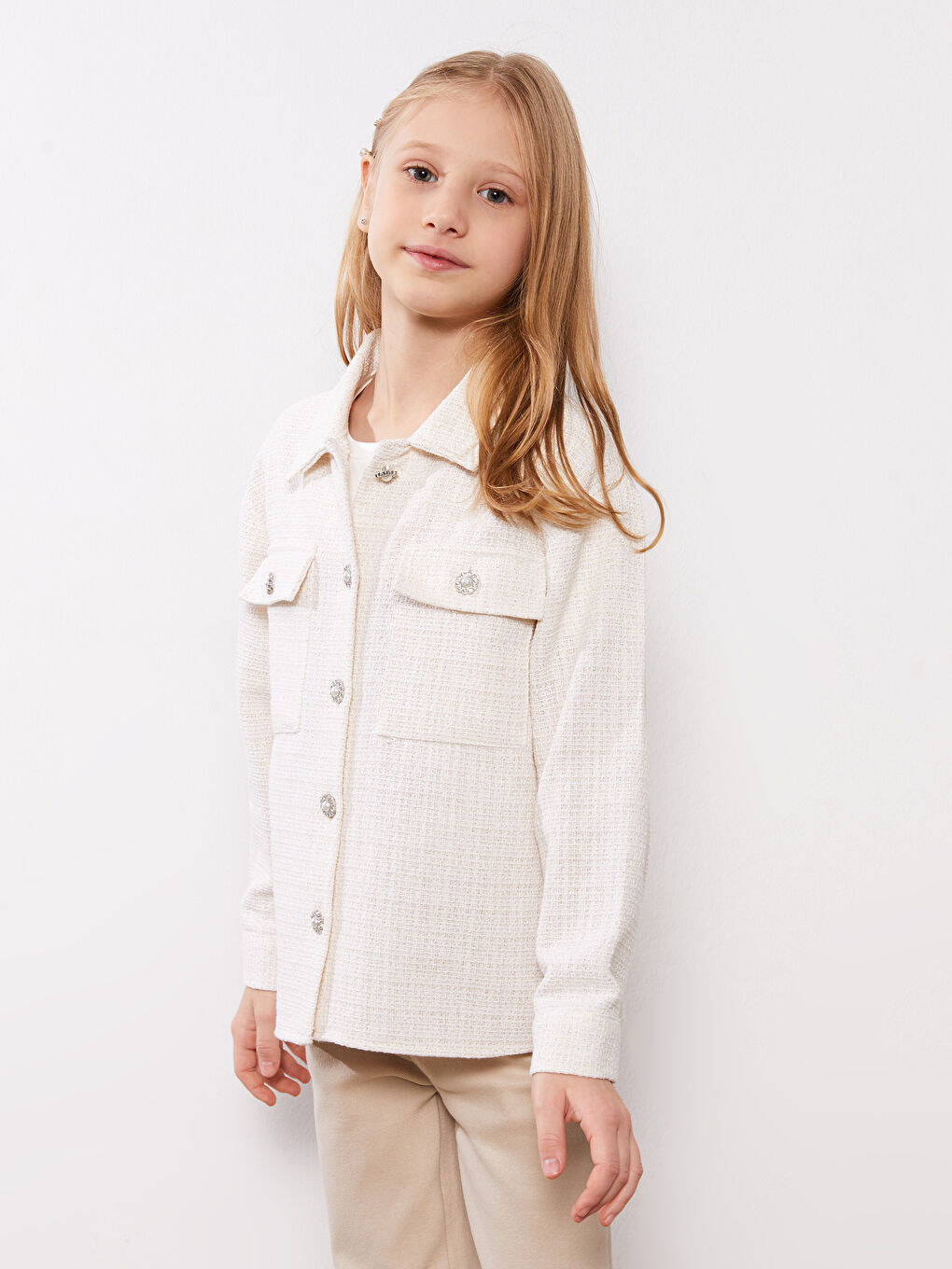 Surchemise à Manches Longues pour Filles-1